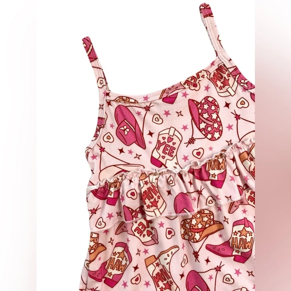 🇨🇦 Little Eyes Kids Bamboo Outfit Set Western Cowgirl Tank Top & Flared Pants - Picture 7 of 8